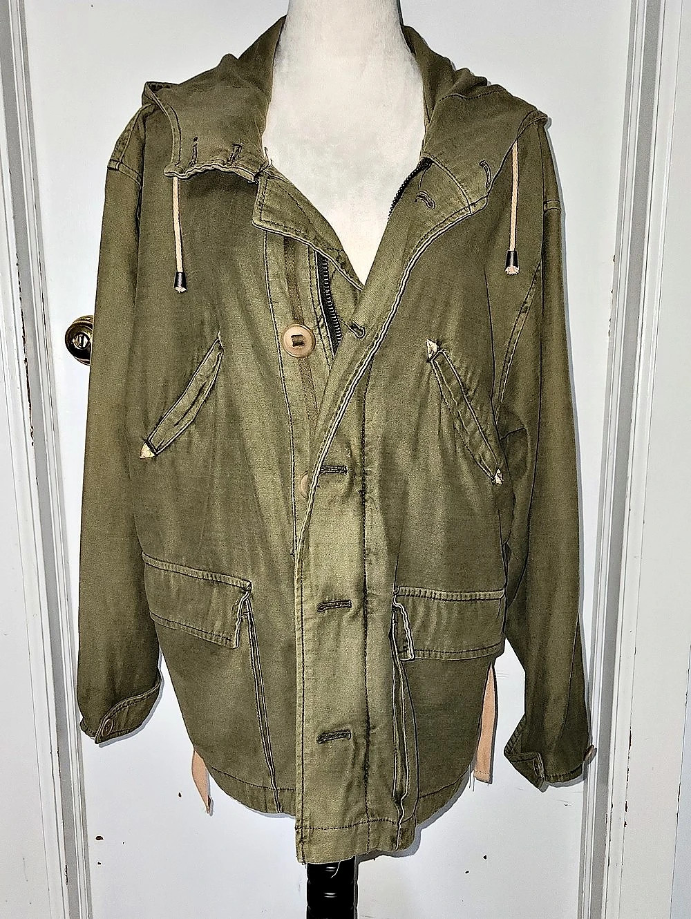 Free People Hooded Utility Jacket In Olive